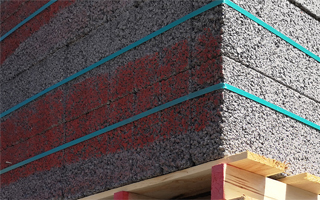 A pallet of insulation building blocks